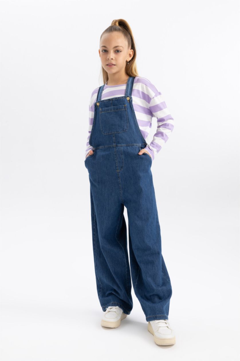 Kız Çocuk - Genç Kız Koyu Mavi Geniş Paça Pantolon Kız Çocuk