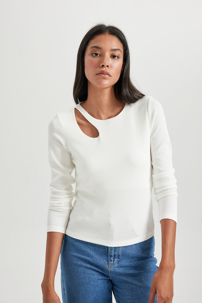 نساء بيج فاتح Slim Fit Camisole Long Sleeve T-Shirt