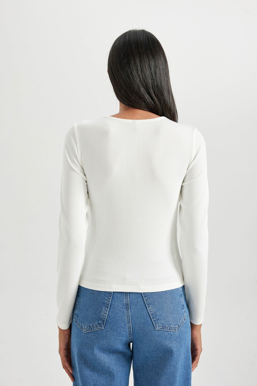 نساء بيج فاتح Slim Fit Camisole Long Sleeve T-Shirt