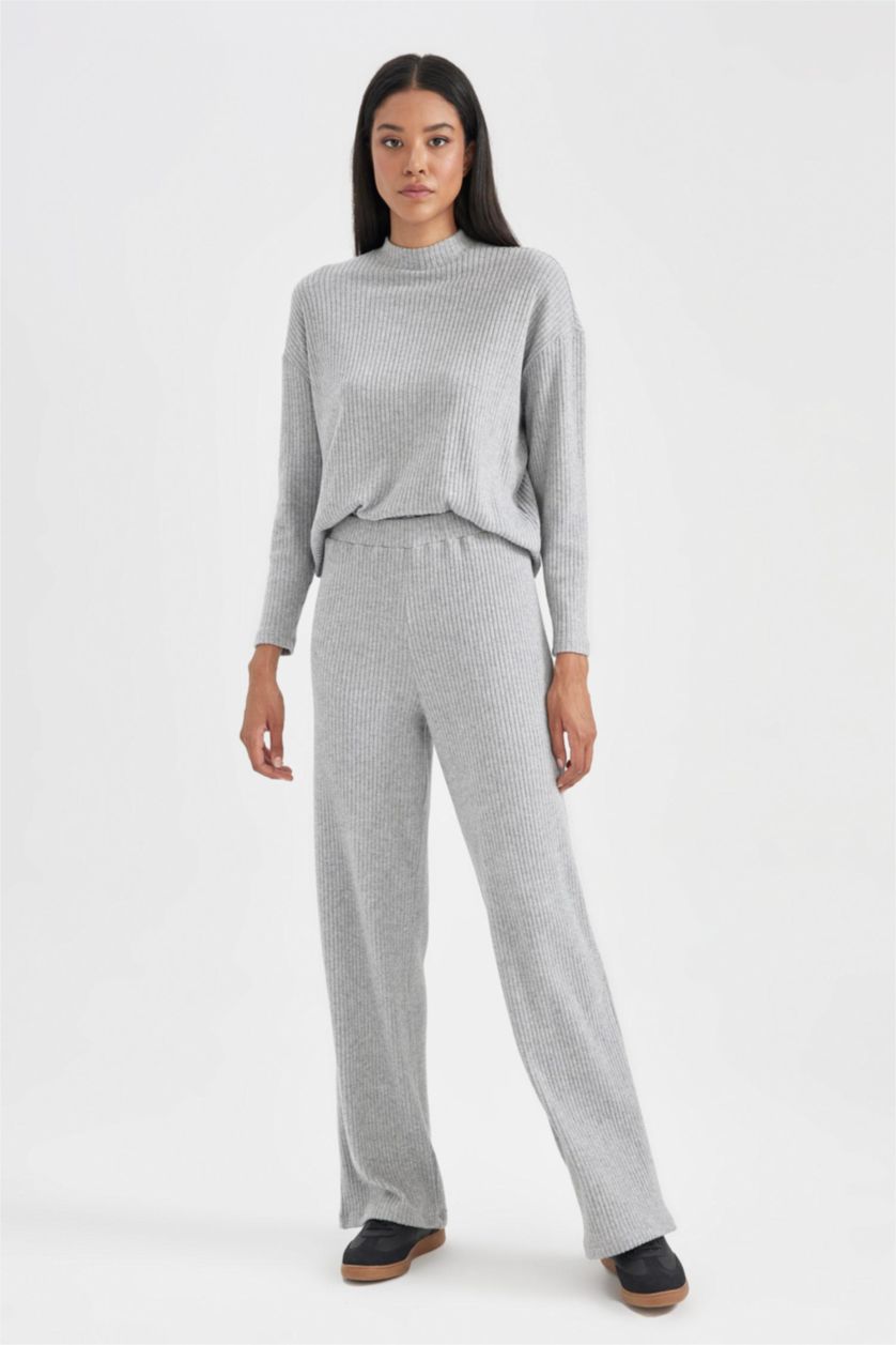 Женщины Светло-серый Кофта стандартного кроя с круглым вырезом