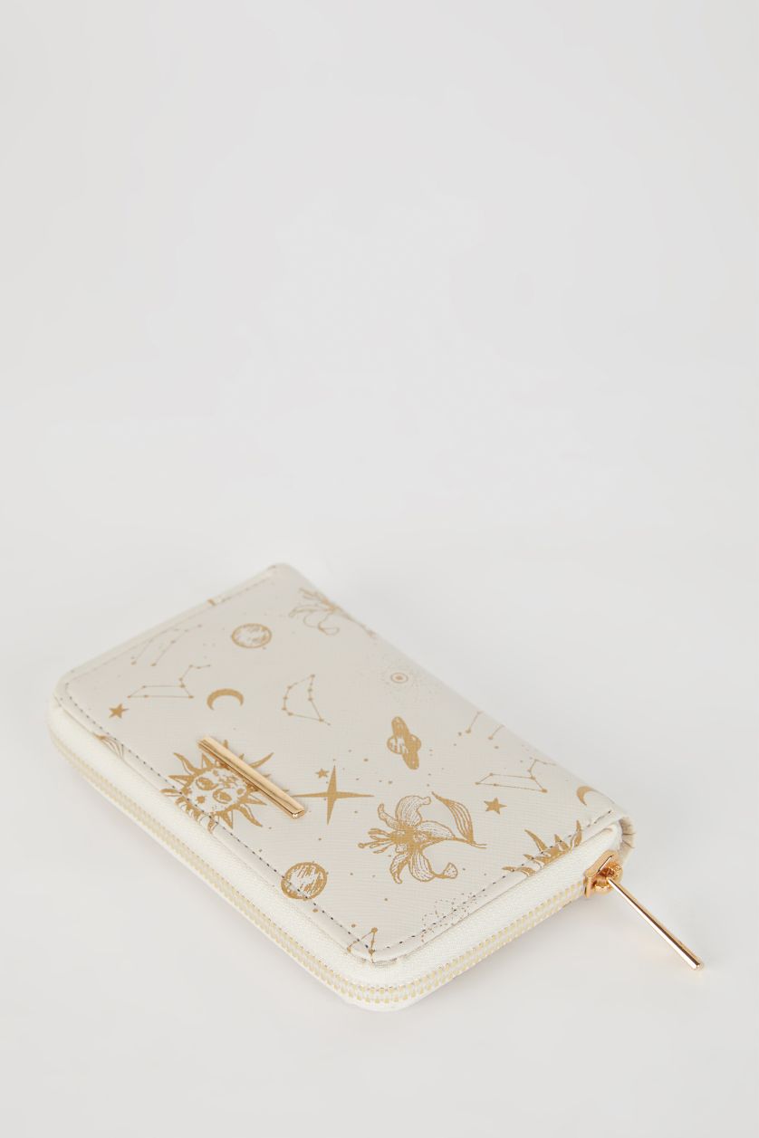 Kadın Bej Kadın Uzay Baskılı Suni Deri Cüzdan