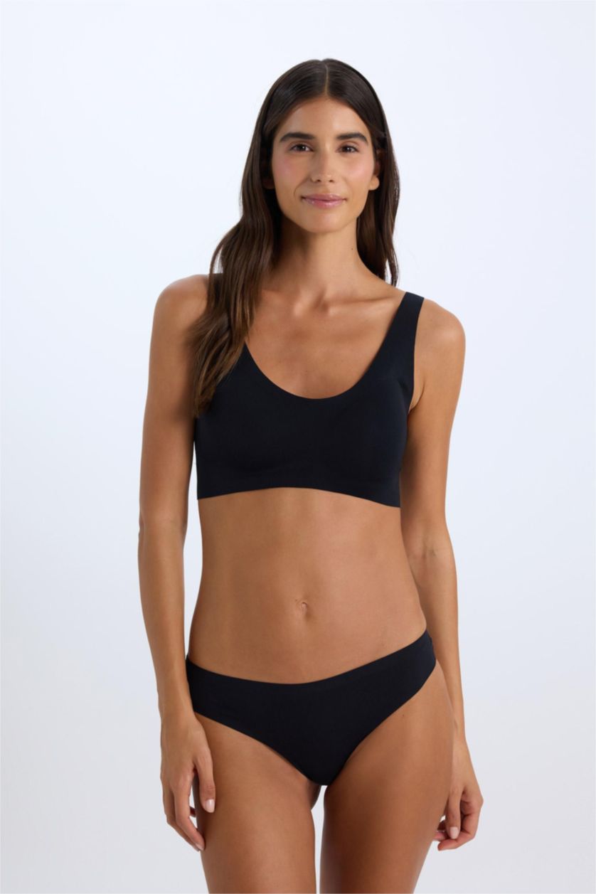 WOMAN Black Removable Padded Laser Cut Bra