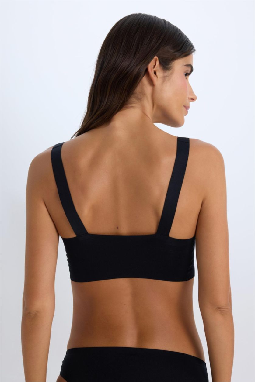 WOMAN Black Removable Padded Laser Cut Bra