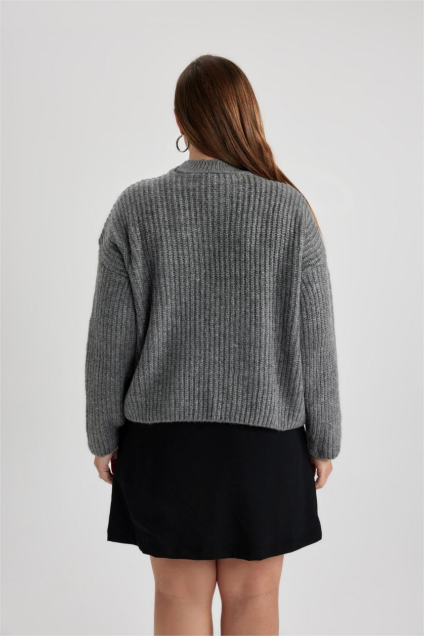 FEMME Anthracite Pull Coupe décontractée à Col Choker