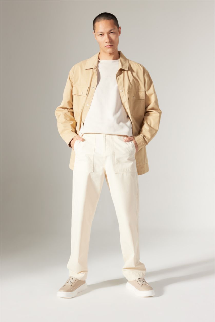 MAN Sand Baggy Fit Normal Waist Wide Leg Trousers