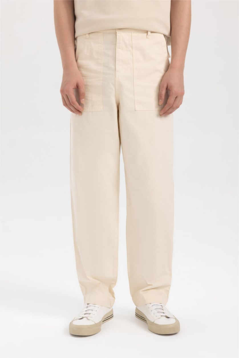 MAN Sand Baggy Fit Normal Waist Wide Leg Trousers