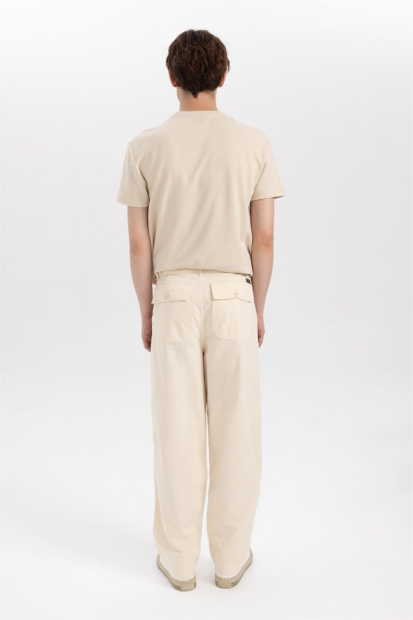MAN Sand Baggy Fit Normal Waist Wide Leg Trousers