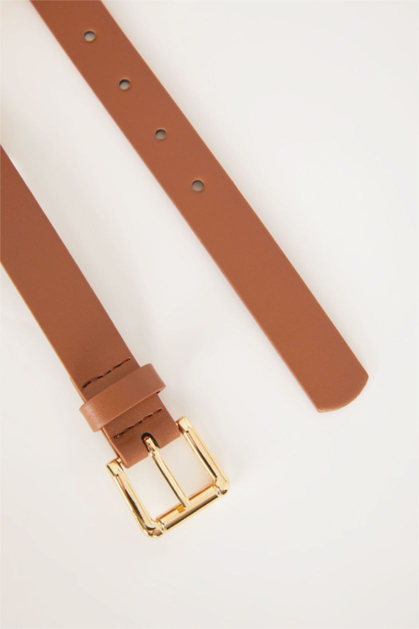 Kadın Açık Kahve Kadın Suni Deri Jean Kemeri