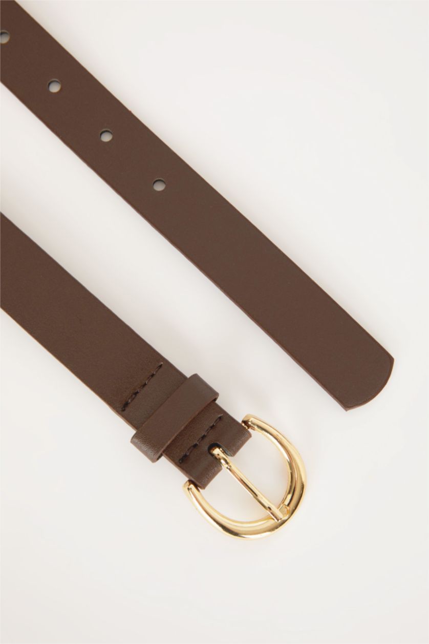 Kadın Koyu Kahve Kadın Oval Toka Suni Deri Jean Kemeri