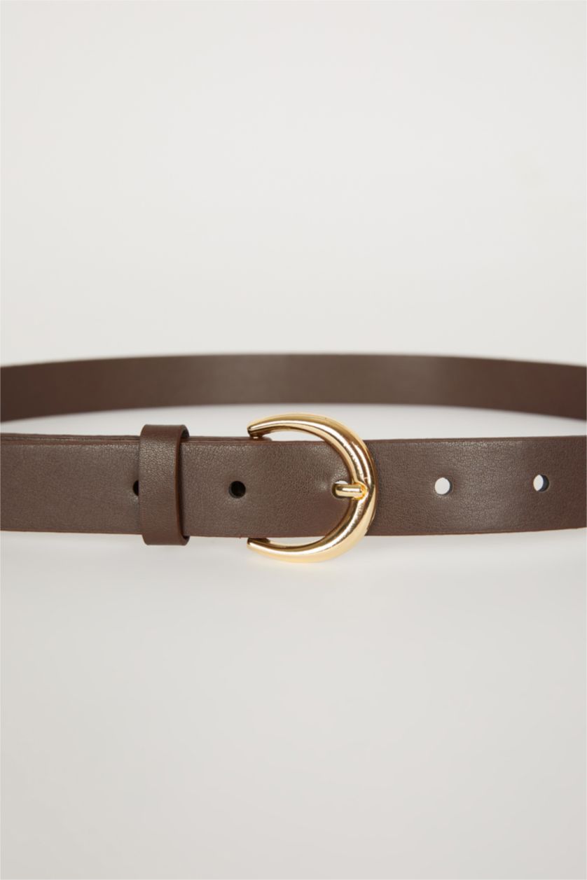 Kadın Koyu Kahve Kadın Oval Toka Suni Deri Jean Kemeri