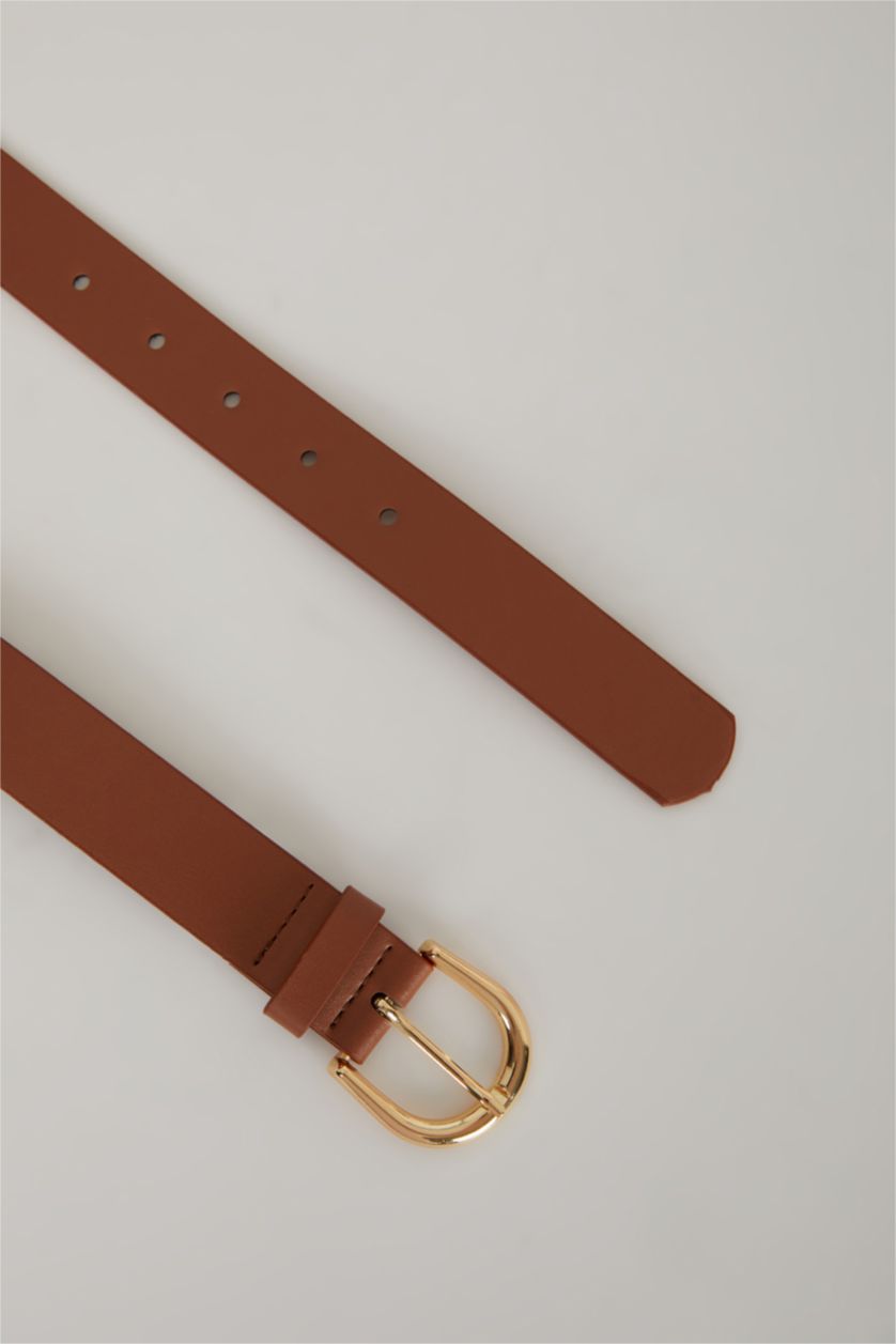 Kadın Açık Kahve Kadın Suni Deri Jean Kemeri