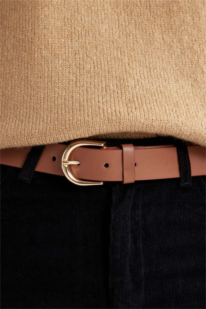 Kadın Açık Kahve Kadın Suni Deri Jean Kemeri