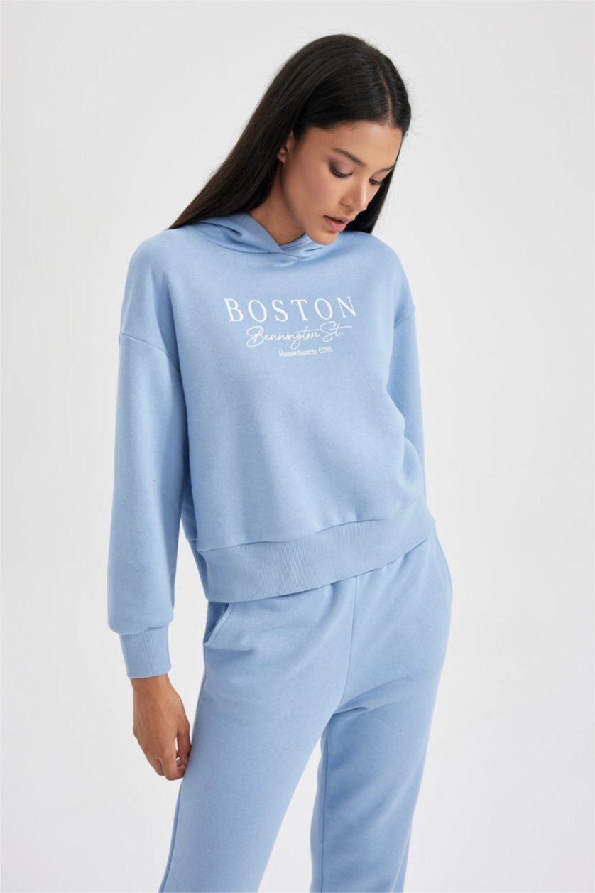 FEMME Bleu Tissu Sweat Épais Coupe décontractée