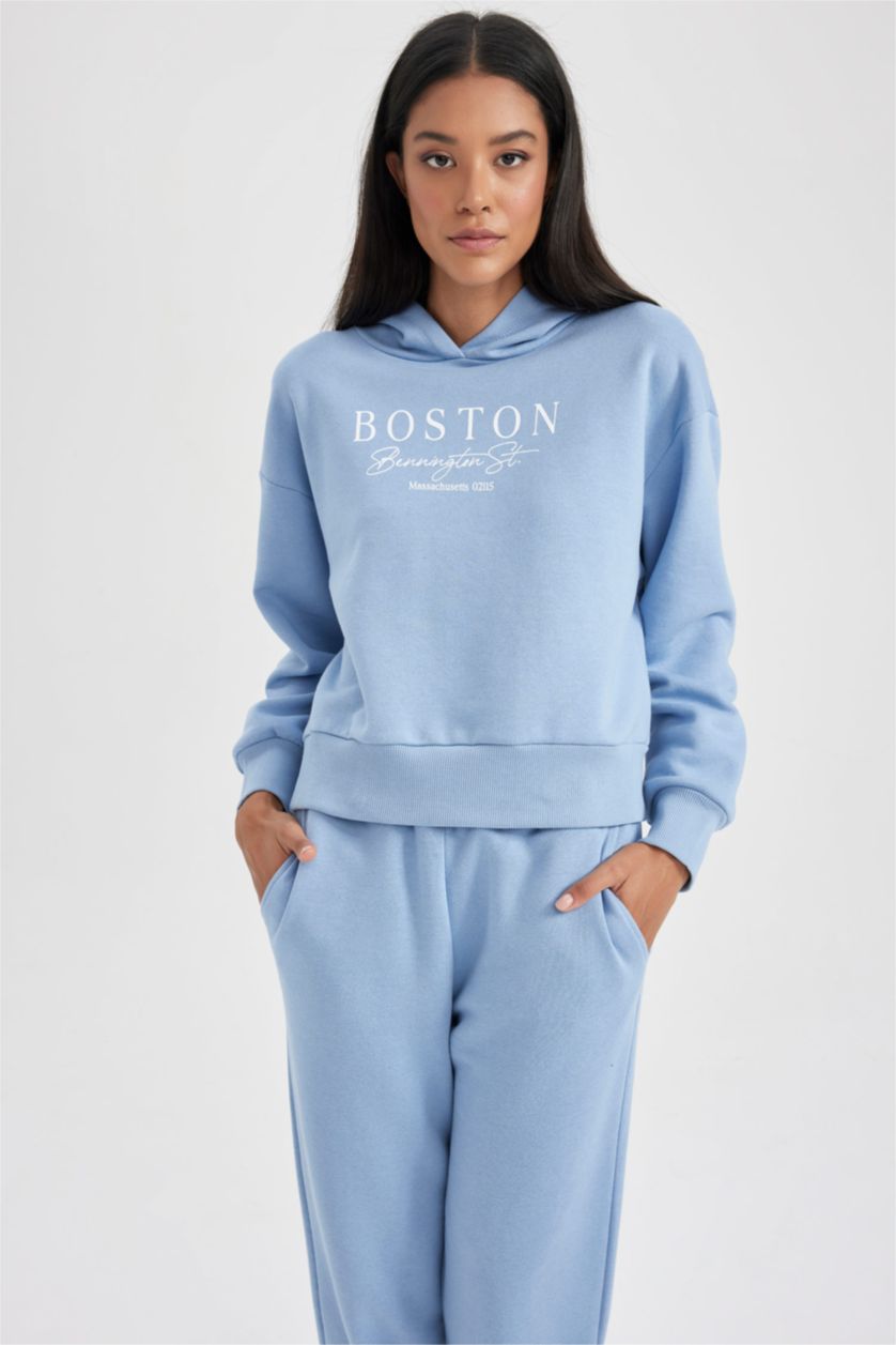 FEMME Bleu Tissu Sweat Épais Coupe décontractée