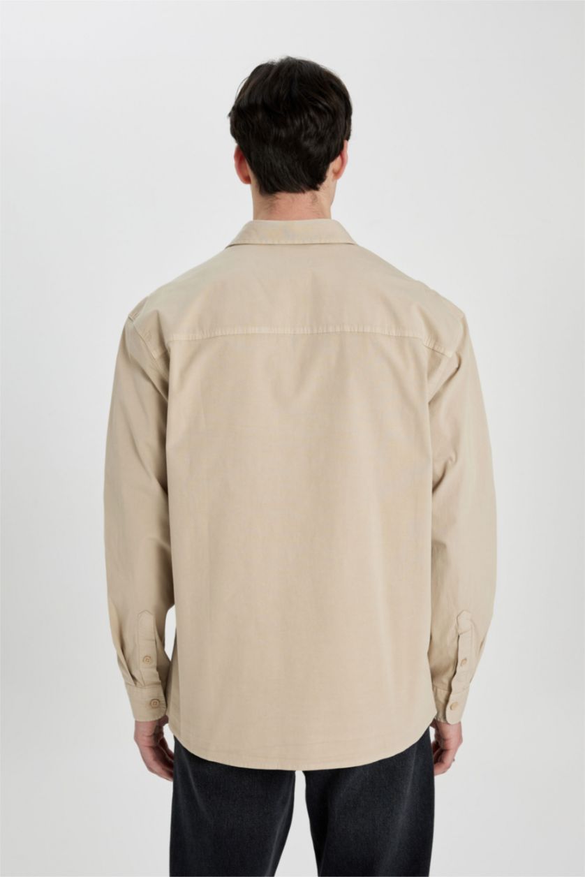 MAN Beige Relax Fit Long Sleeve Shirt