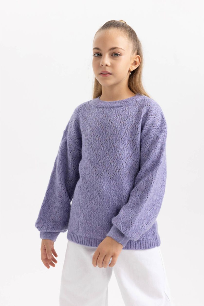 GIRLS & TEENS Lilac Girl Crew Neck Knitted Pullover
