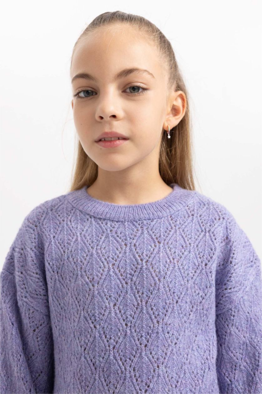 GIRLS & TEENS Lilac Girl Crew Neck Knitted Pullover