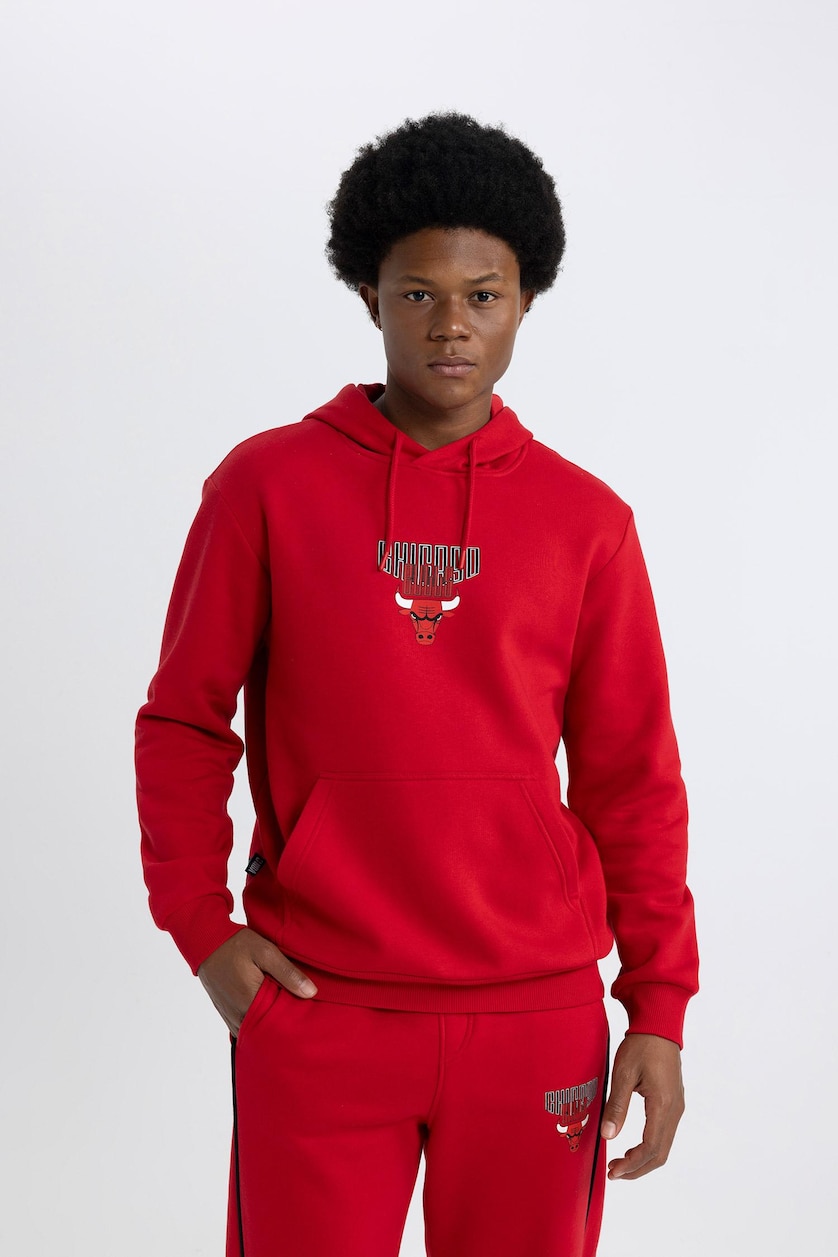 Men Red NBA Chicago Bulls Standart Fit Hoodie