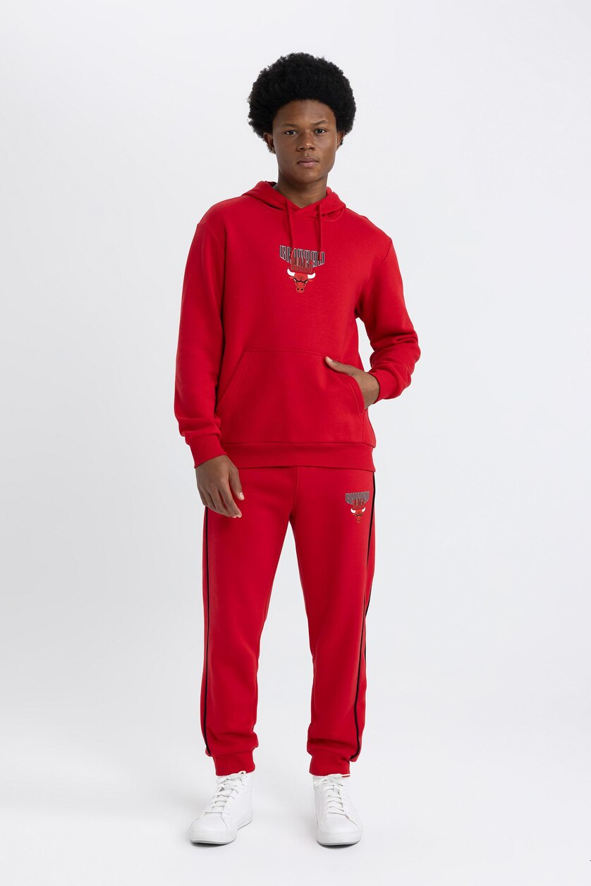 Men Red NBA Chicago Bulls Standart Fit Hoodie