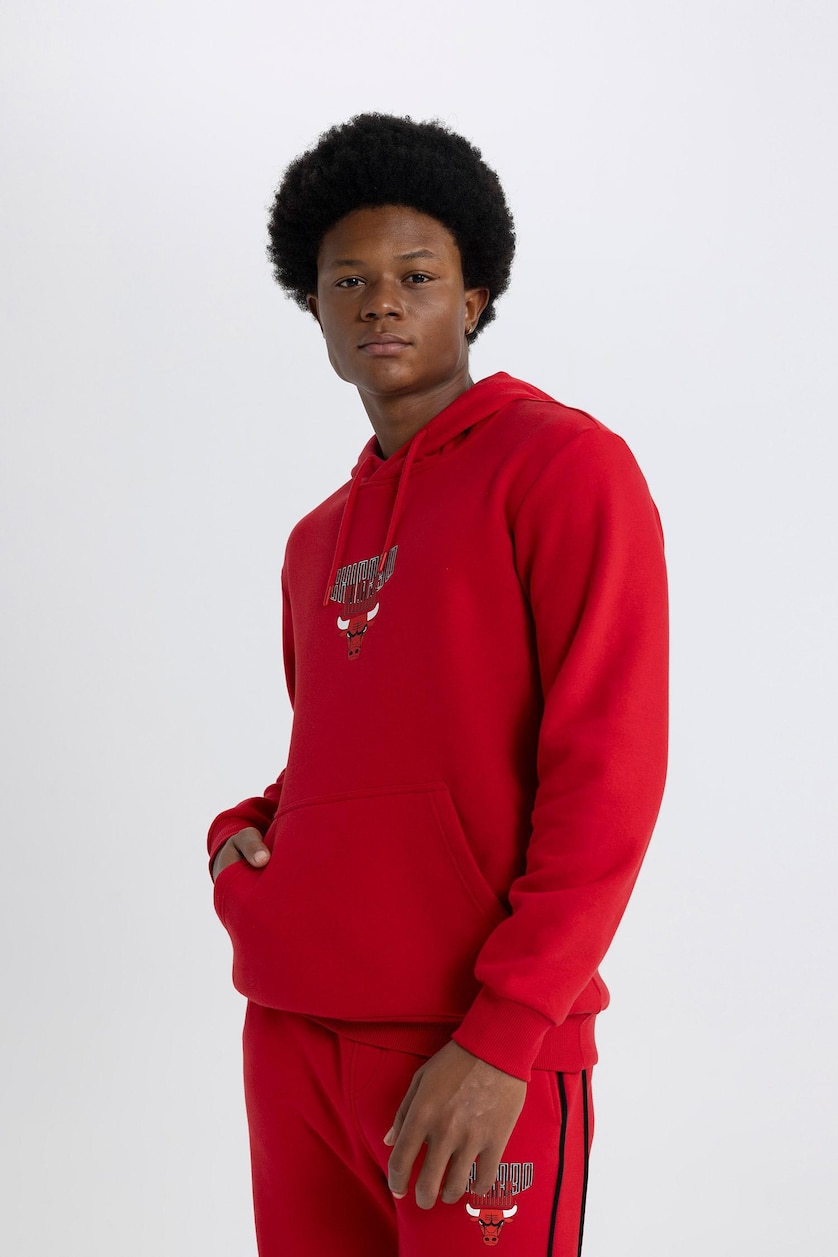 Men Red NBA Chicago Bulls Standart Fit Hoodie