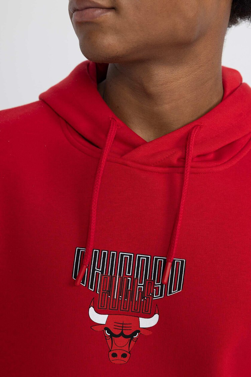 Men Red NBA Chicago Bulls Standart Fit Hoodie