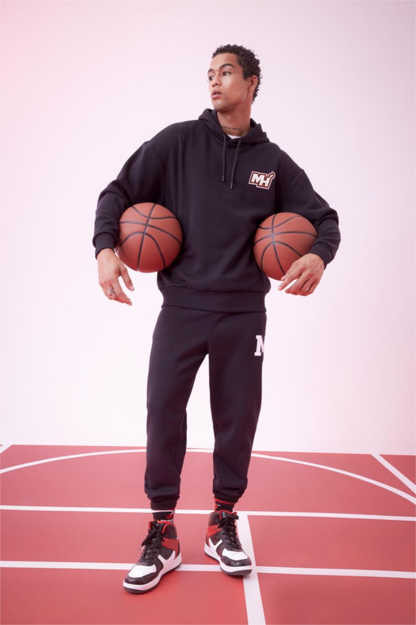 HOMME Noir Jogger En Molleton Épais Standard Nba Miami Heat De Defactofit
