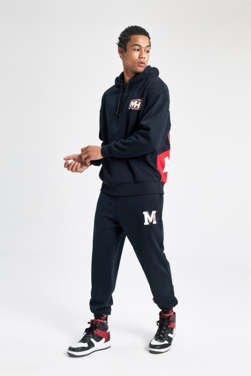 HOMME Noir Jogger En Molleton Épais Standard Nba Miami Heat De Defactofit