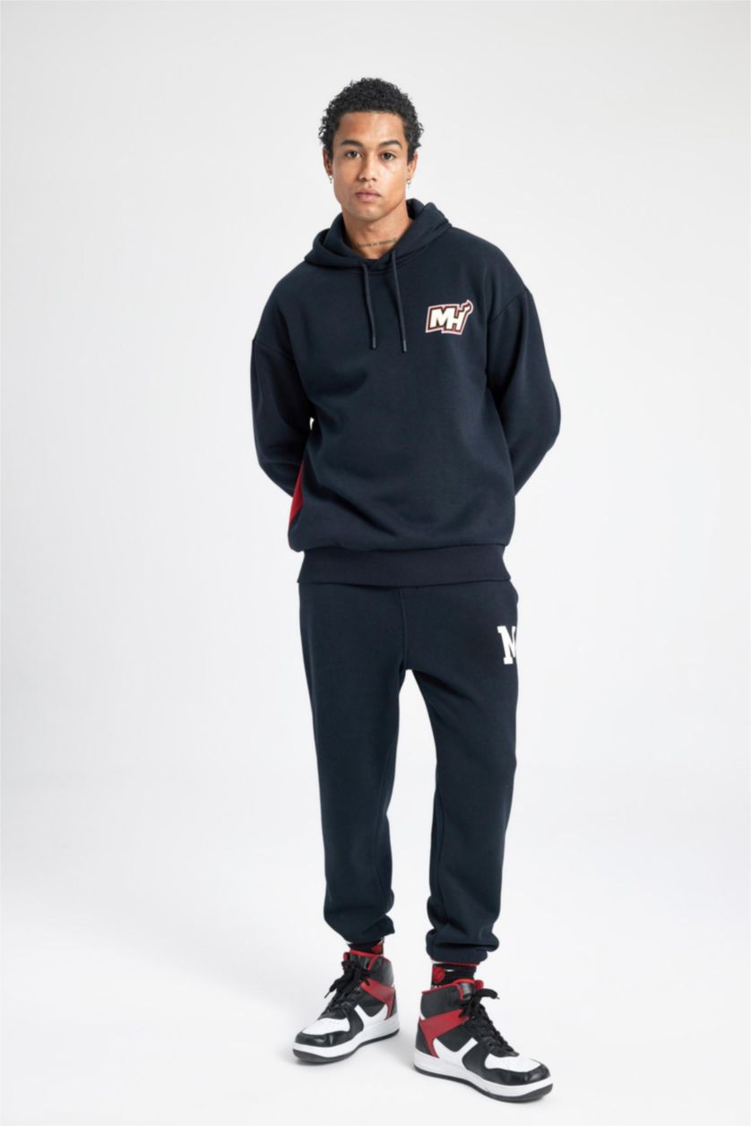 HOMME Noir Jogger En Molleton Épais Standard Nba Miami Heat De Defactofit