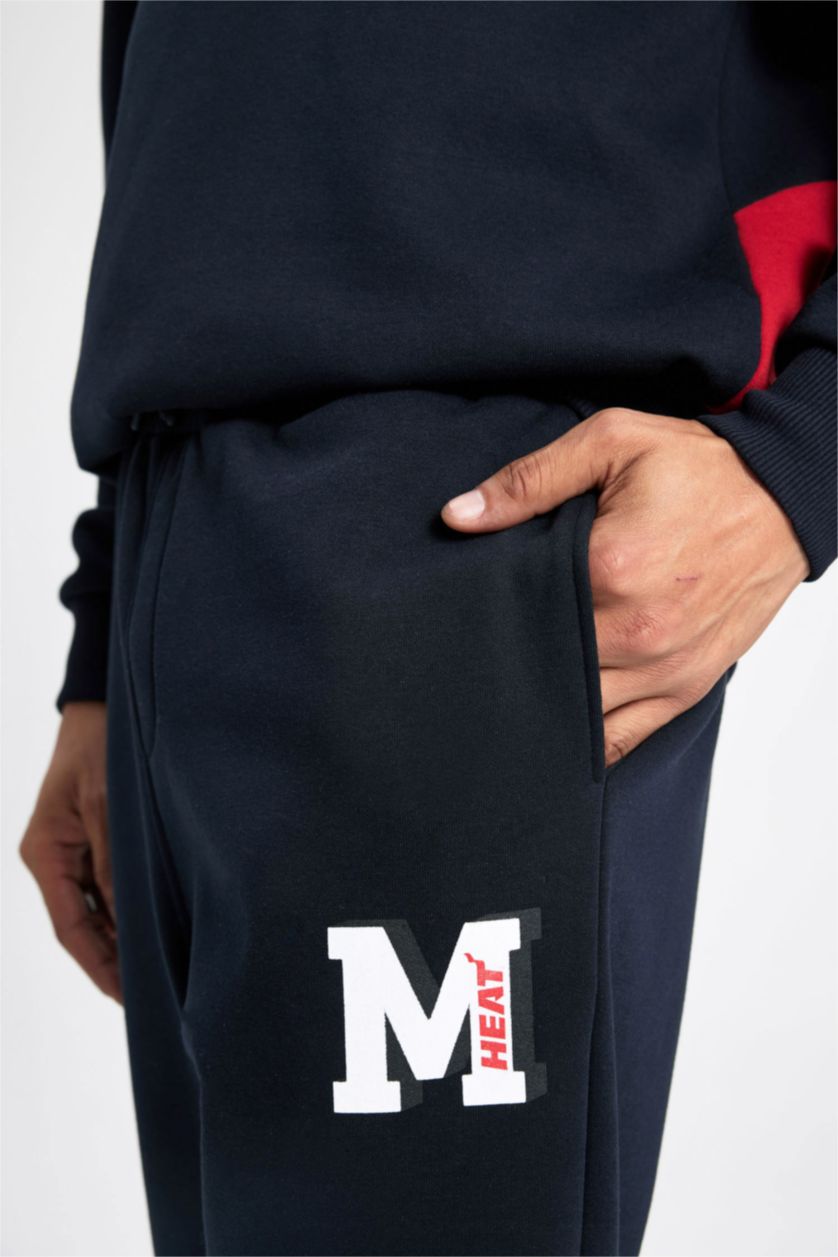 HOMME Noir Jogger En Molleton Épais Standard Nba Miami Heat De Defactofit