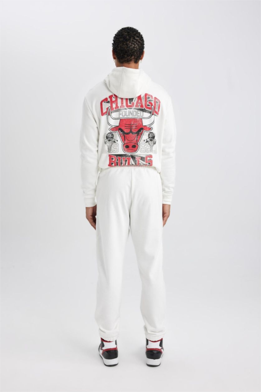 Erkek Ekru Kalın Jogger Eşofman Altı NBA Chicago Bulls Standart Fit