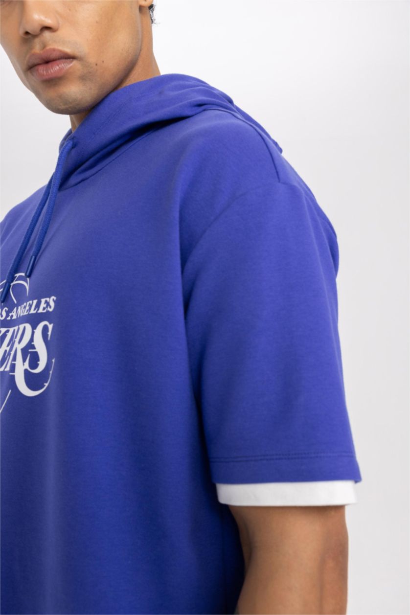 رجال Koyu Menekşe DeFactoFit NBA Los Angeles Lakers Oversize T-Shirt
