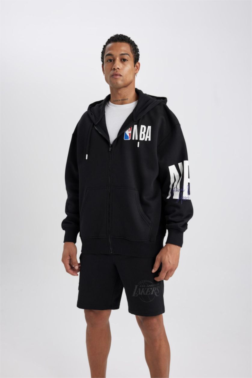 Erkek Siyah Oversıze Kalın Sweatshirt Kumaşı Hırka