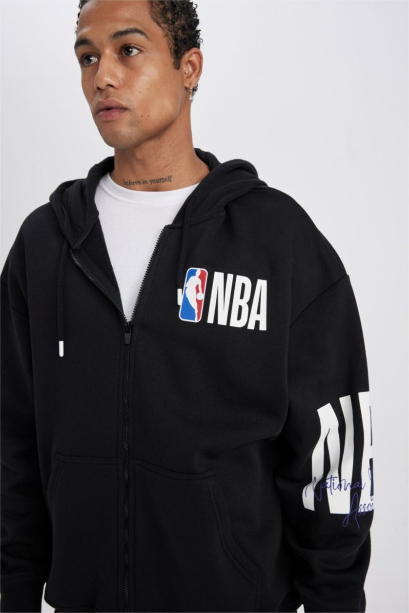 Erkek Siyah Oversıze Kalın Sweatshirt Kumaşı Hırka