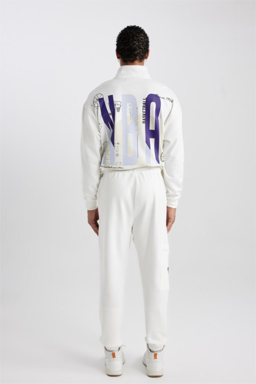 رجال بيج فاتح بنطلون جوجر قماش سميك قصة عادية من لوس أنجلوس ليكرز