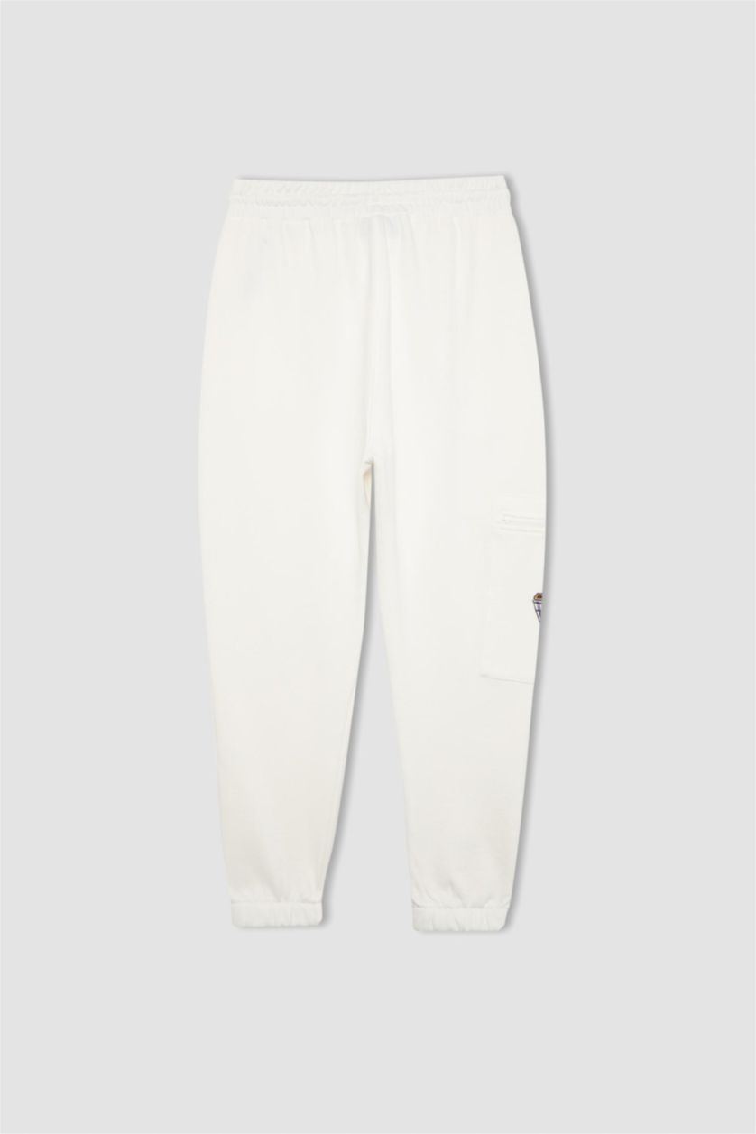 رجال بيج فاتح بنطلون جوجر قماش سميك قصة عادية من لوس أنجلوس ليكرز