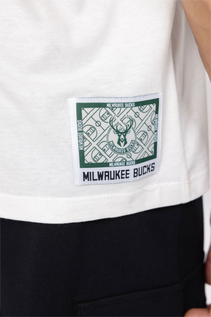 رجالي بيج فاتح تيشيرت نص كم قصة عادية برقبة مستديرة من ميلووكي باكس DeFactoFit