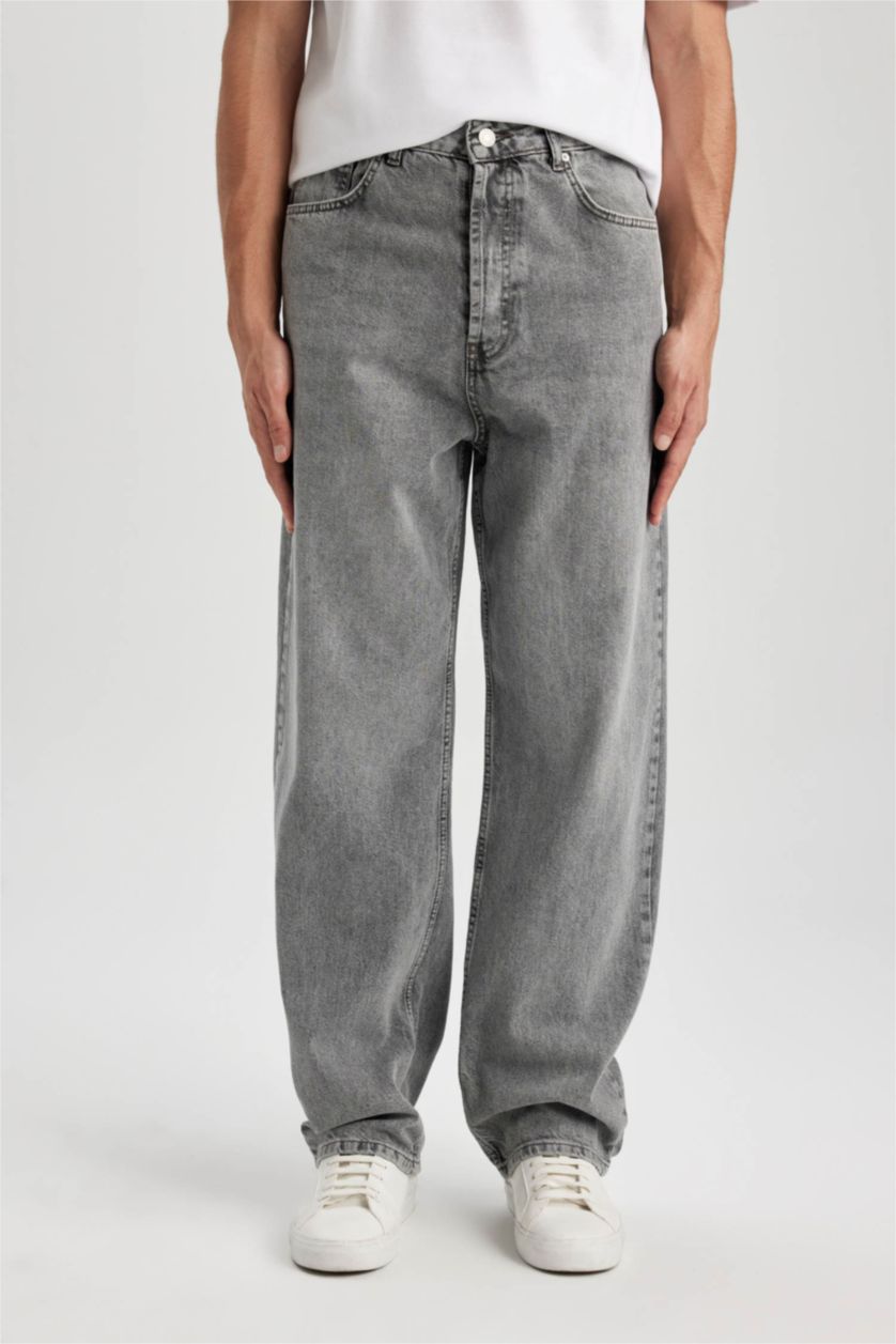 MAN Grey Baggy Fit Trousers