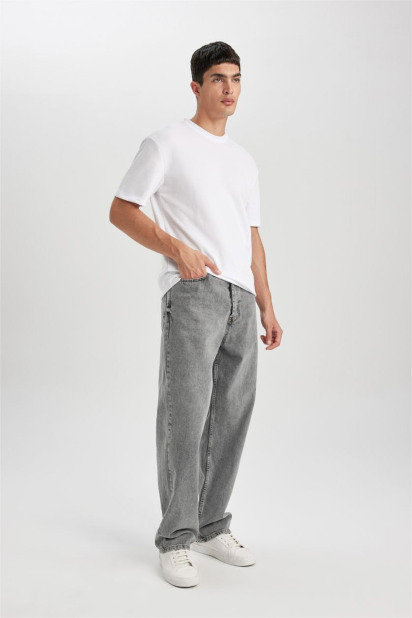MAN Grey Baggy Fit Trousers