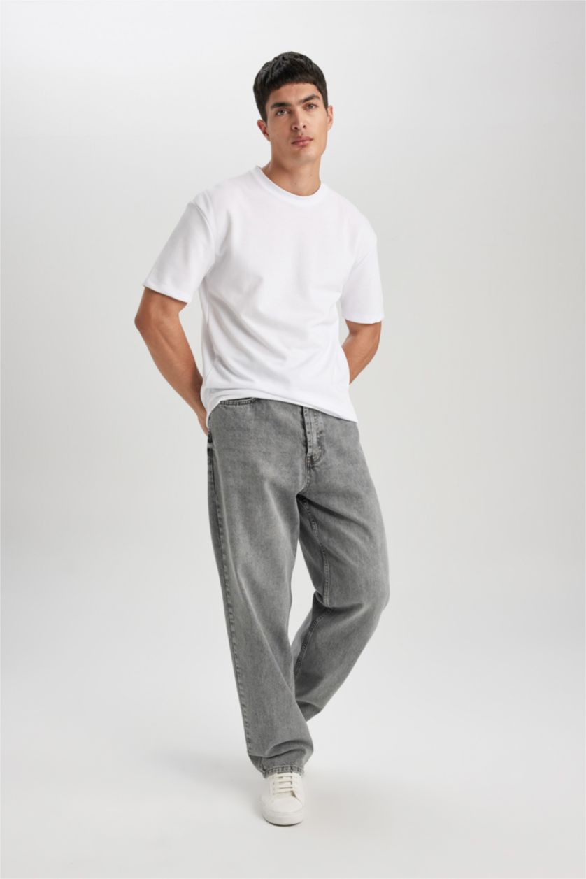 MAN Grey Baggy Fit Trousers