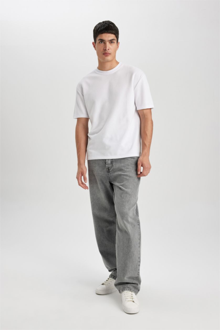 MAN Grey Baggy Fit Trousers