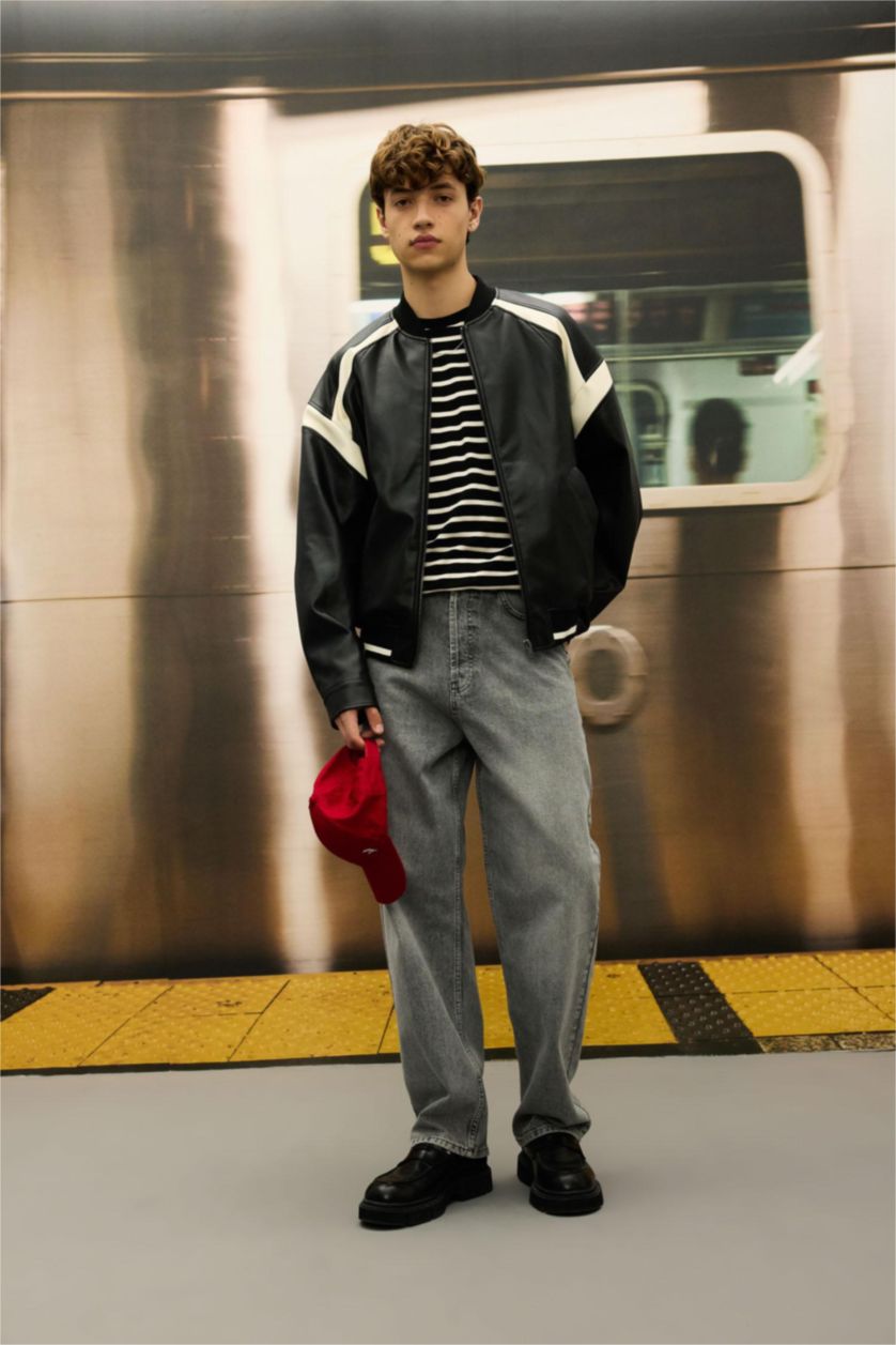 MAN Grey Baggy Fit Trousers