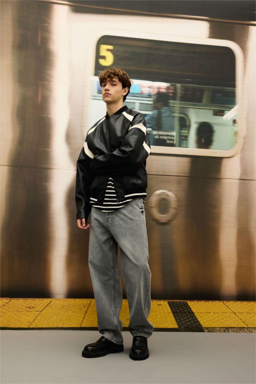MAN Grey Baggy Fit Trousers