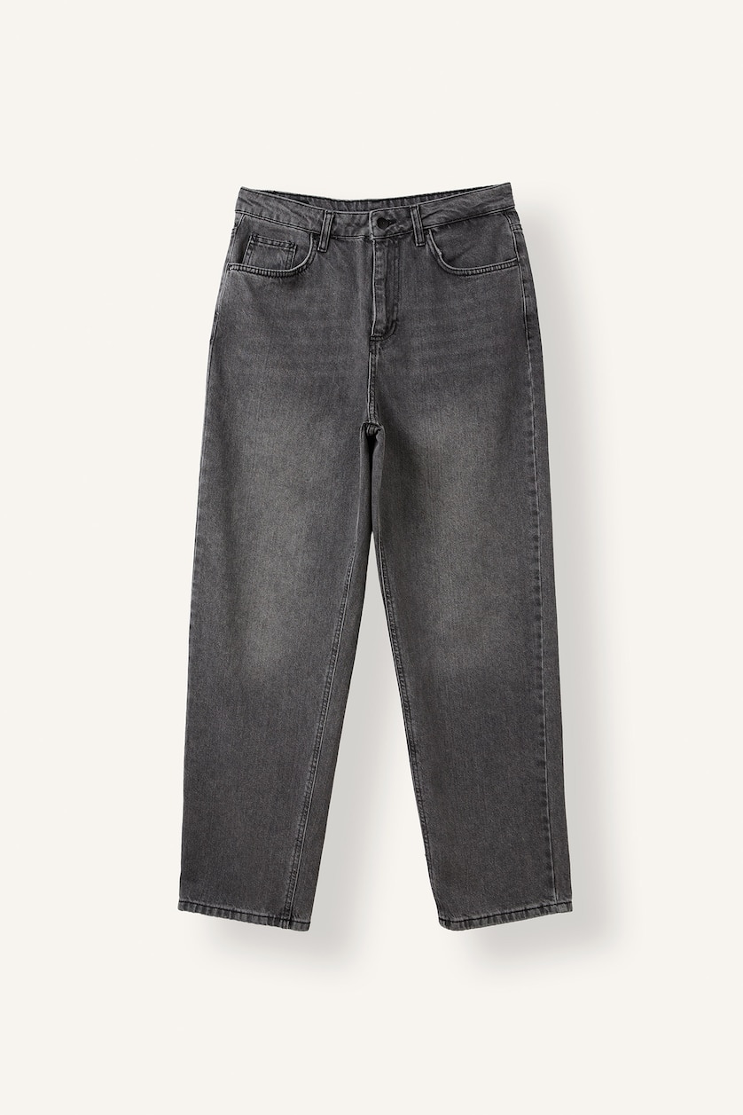 Men Grey Baggy Fit Wide Leg Jeans