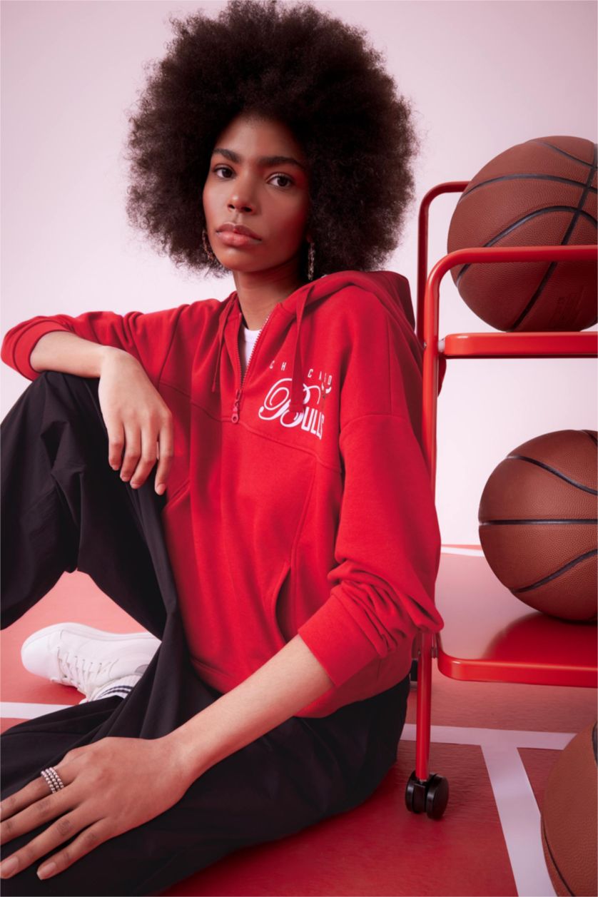 WOMAN Red Thick Sweatshirt Fabric Sweatshirt