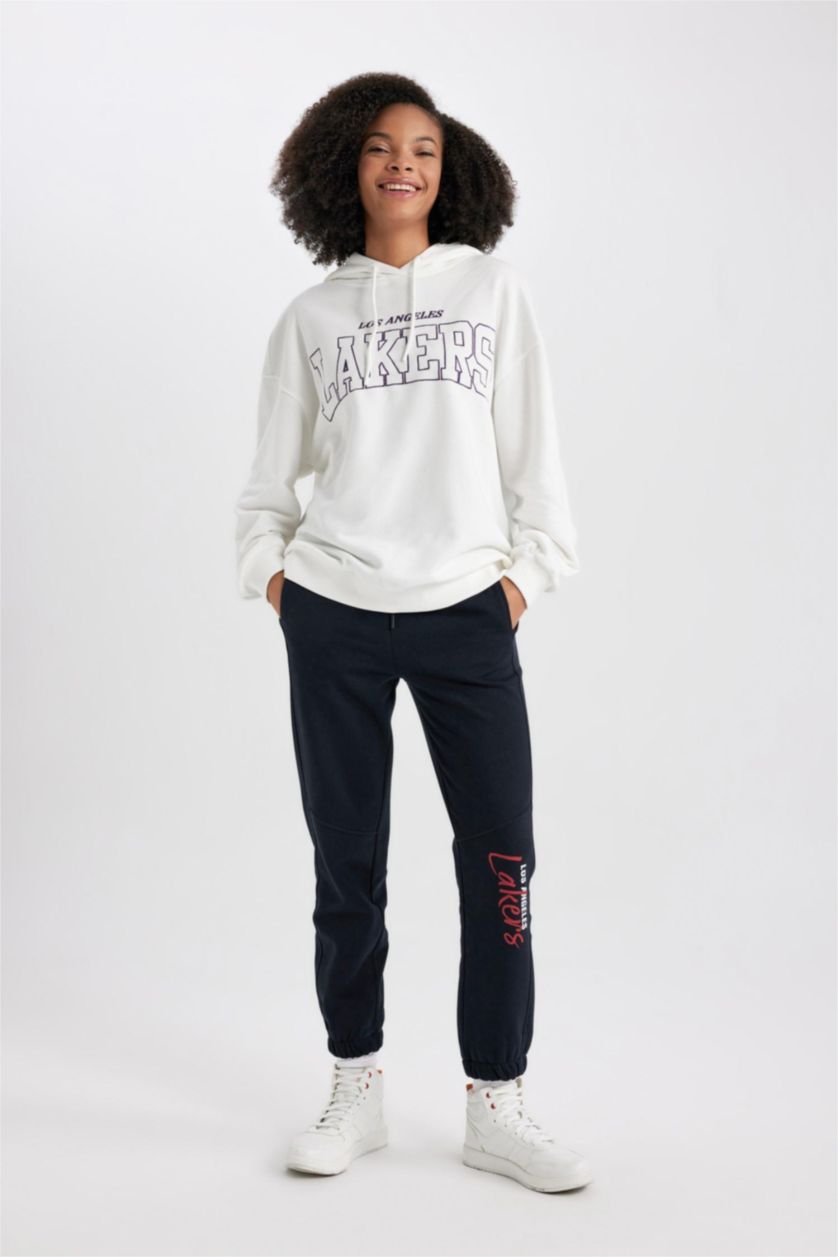 WOMAN Black DeFactoFit NBA Flexible Banded Leg Thick Sweatpants