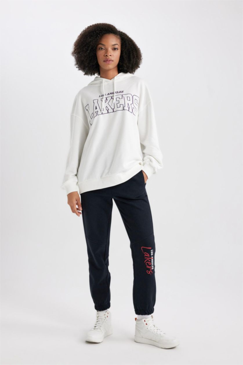 WOMAN Black DeFactoFit NBA Flexible Banded Leg Thick Sweatpants