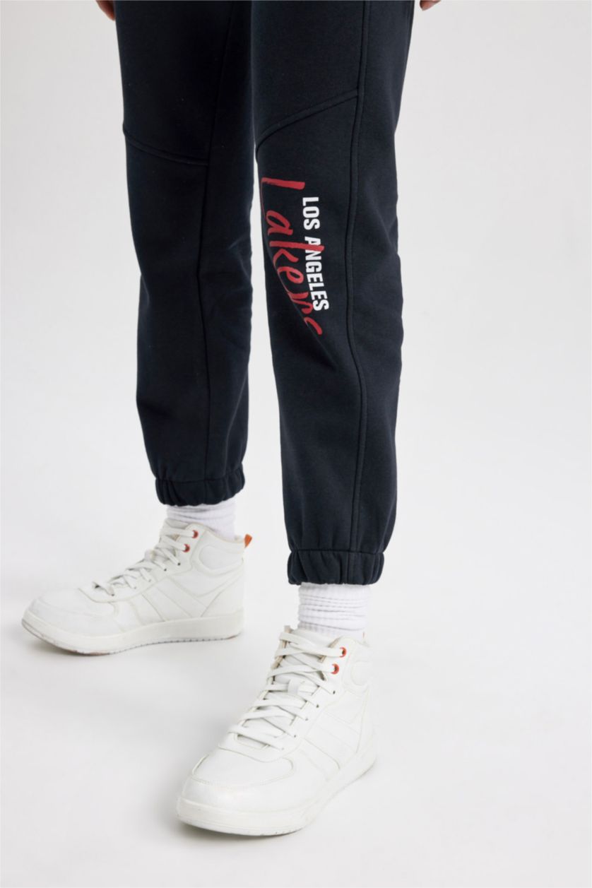 WOMAN Black DeFactoFit NBA Flexible Banded Leg Thick Sweatpants