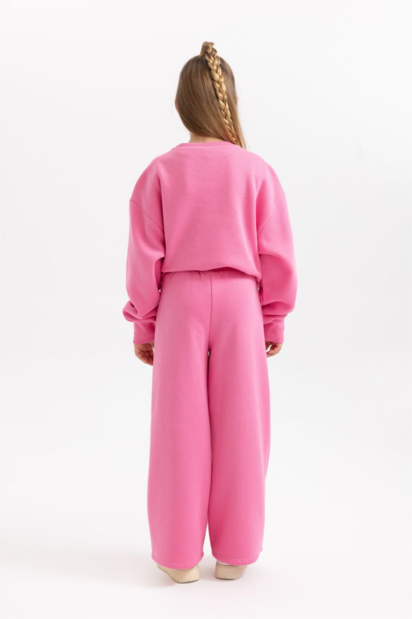 Kız Çocuk - Genç Kız Pembe Kız Çocuk Wide Leg Geniş Paça Eşofman Altı