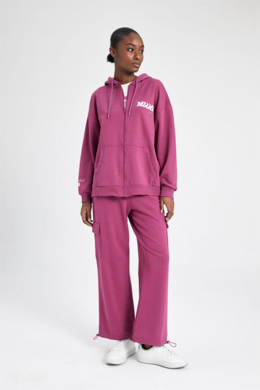 FEMME Violet Sweatshirt à Capuche Zippé Oversize NBA Miami Heat de DeFactoFit