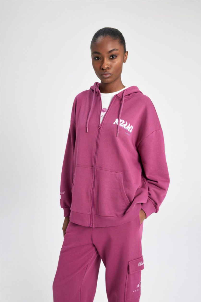 FEMME Violet Sweatshirt à Capuche Zippé Oversize NBA Miami Heat de DeFactoFit